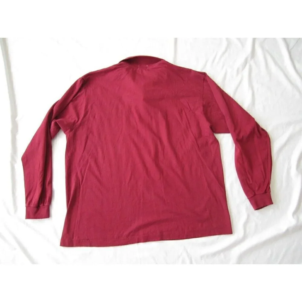 Vtg Men Jockey Cotton Red Long Sleeve Pullover Shirt Sz‎ L  (MT271) Made in USA